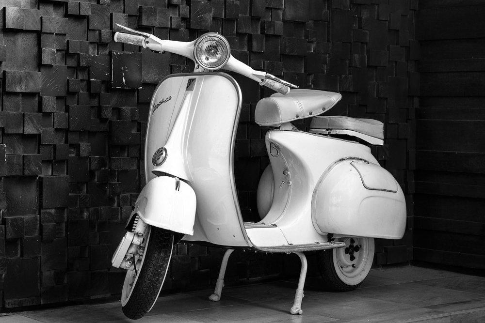 A vintage Vespa — the roaming half of The Planted Passenger
